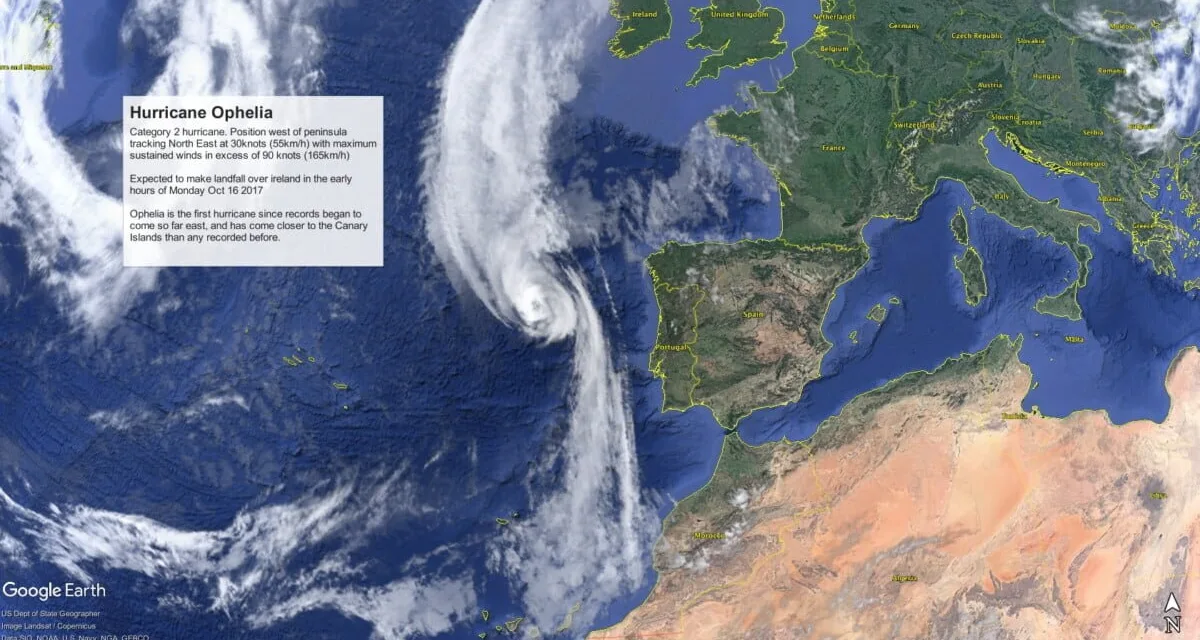 ‘Ophelia’ the closest hurricane to the Canary Islands ever recorded