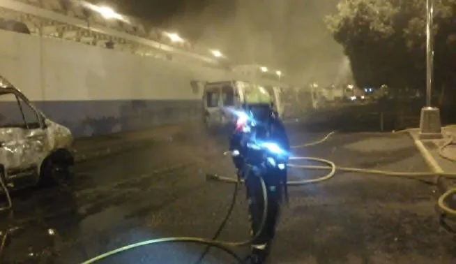 Ambulances destroyed in blaze, suspected to be intentional