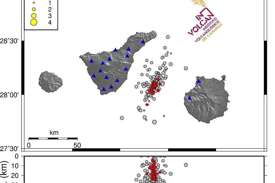 54 earth tremors detected between Tenerife and Gran Canaria, though nothing to fear