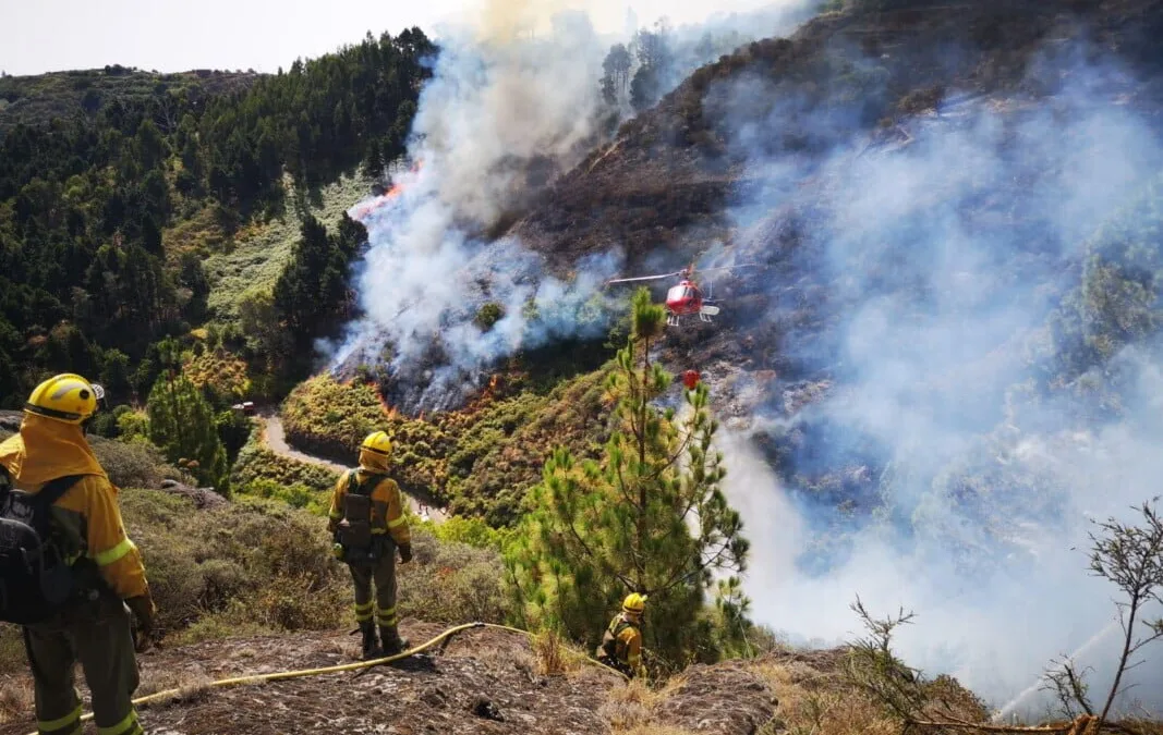 Ongoing Gran Canaria fire now bigger than last week and continues to advance