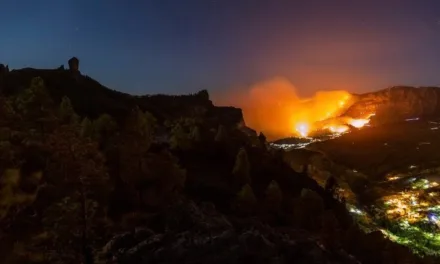The tail of the fire is controlled, but the head is travelling towards La Aldea to the west