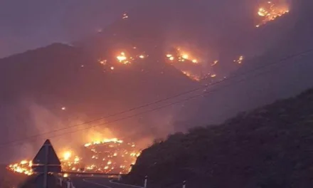 Firefighters face long windy night on west of Gran Canaria as blaze burns on two fronts