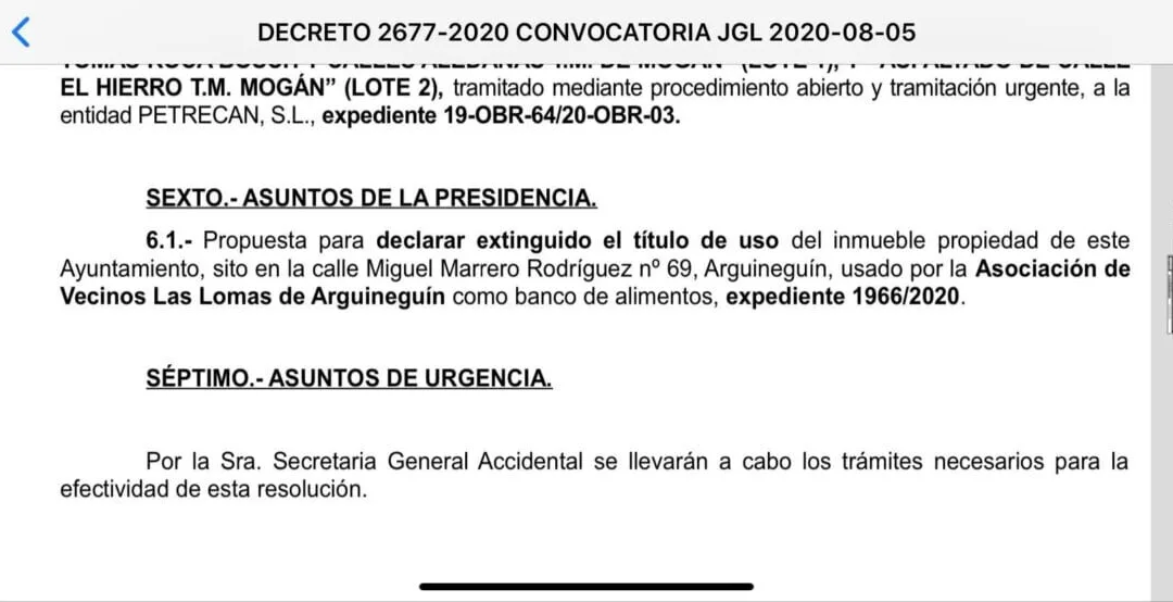 Is the mayor of Mogán planning to evict The Food Project in Arguineguín?