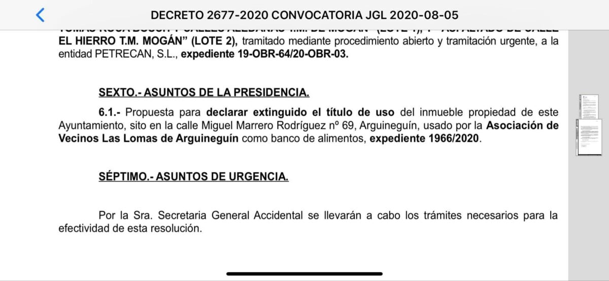Is the mayor of Mogán planning to evict The Food Project in Arguineguín?