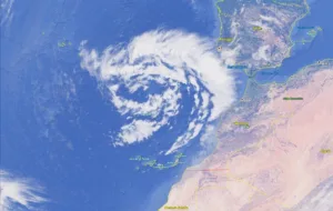wintery weather caused by meandering depression over east atlantic