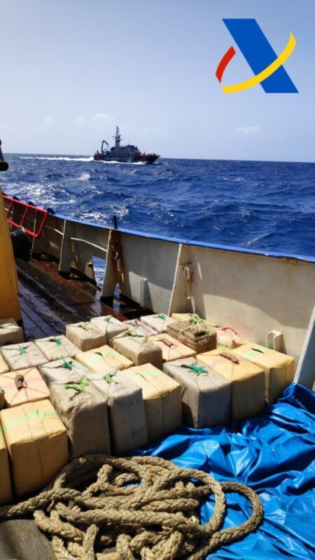 Detained without bail: Three Ukrainian crew members from the hashish smuggling Panamanian-flagged fishing vessel intercepted last weekend