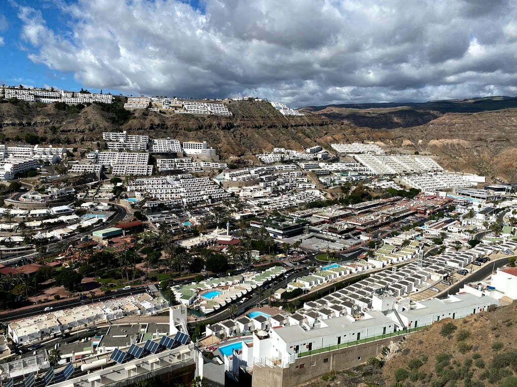 Mogán Local Police detain an alleged drug dealer in the otherwise quiet and deserted streets of Puerto Rico de Gran Canaria