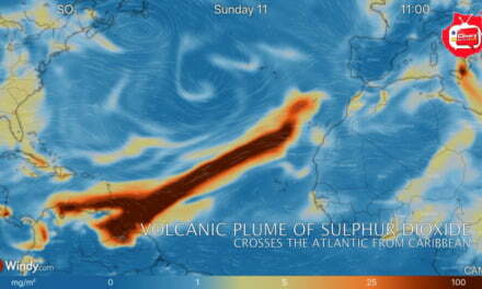 Volcanic Plume of Sulphur Dioxide Stretches Across The Atlantic From The Caribbean to The Canary Islands
