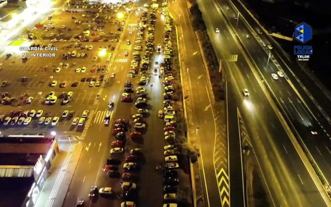 Guardia Civil and Policia Local of Telde Local Police macro operation against illegal car racing on GC-1