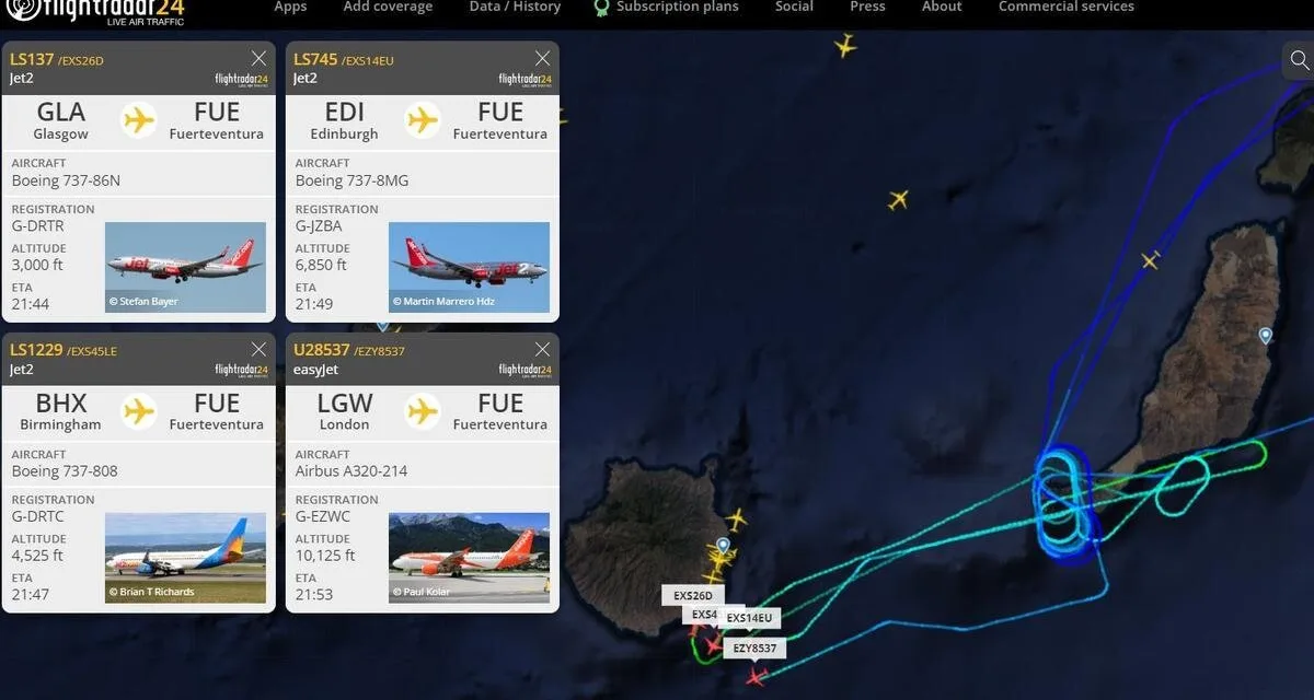 At least 5 flights diverted to Gran Canaria due to powerful electrical storm over Fuerteventura on Saturday night