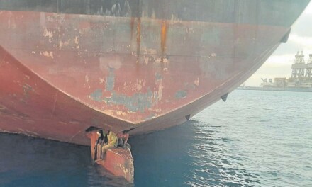 Three stowaways found on the rudder of an oil tanker after it docked in Las Palmas on Monday