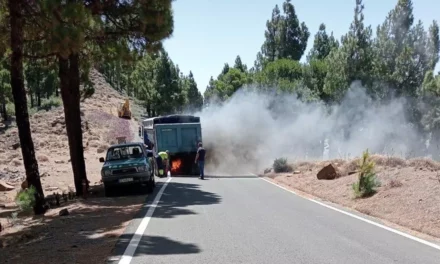Truck blaze on the summits of Gran Canaria sparks forest fire fears