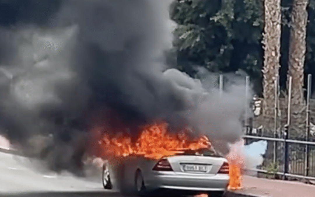 Vehicle Fire On Main Street Through Puerto Rico de Gran Canaria
