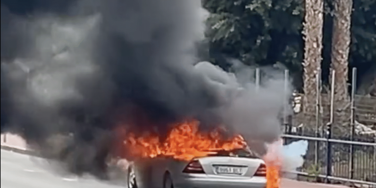 Vehicle Fire On Main Street Through Puerto Rico de Gran Canaria