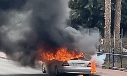 Vehicle Fire On Main Street Through Puerto Rico de Gran Canaria